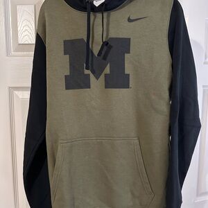 Nike Men's Olive and Black Michigan Hoodie